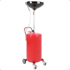 Portable Fee Oil Drain, 8 Gallon Waste Oil Container for Steel Oil Change Pan with Brake Wheels, Liquid Level Indicator Tube, Oil Cart for Oil Drain, Funnel Drain