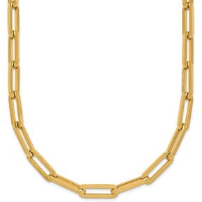 Diamond2Deal 14K Yellow Gold Polished 4.3 mm Solid Paperclip Link Chain Necklace 18" to 24"