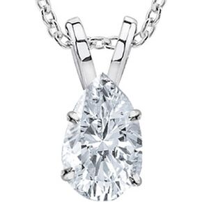 IGI Certified LAB-GROWN Pear Cut Diamond Pendant Necklace 4 Prong Ultra Premium Collection (D-E Color, VS1-VS2 Clarity) + 18" 14K Gold Chain