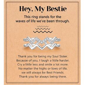 To My Sister Daughter Bestie Highs and Lows Double Wave Adjustable Ring, Birthday Christmas Friendship Valentines Day Gifts for Women in Saudi Arabia