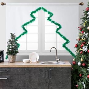 Boho Christmas Tree Kitchen Curtain 48 x 36 Inch Bohemian Chic Christmas Tier Curtains Christmas Tree Shape Tier Window Curtain Panel for Bathroom Kitchen