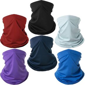 6 Pack Neck Gaiter Balaclava Bandana Gator Face Mask Scart Cover Breathable Sun Protection Headwear for Men Women