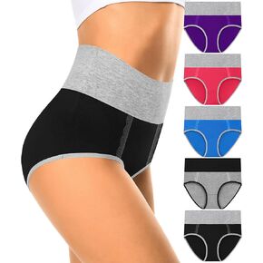 MISSWHO Cotton High Waisted Womens Underwear Soft Stretch Breathable Full Coverage Ladies Panties Multipack