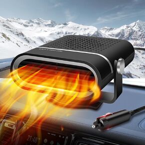Car Heater, Car Heater That Plugs into Cigarette Lighter, 12V 200W Portable Car Heaters and Car Defroster Windshield Defogger, Heater for Car with 360 Degree Rotary Base