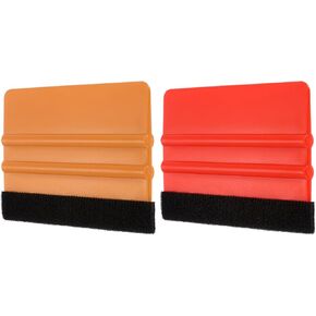 HARFINGTON 2pcs Vinyl Squeegee, Felt Edge Vinyl Wrap Decal Squeegee Tool, 4-Inch Car Vinyl Film Scraper Plastic Squeegee for Car Wrap, Sign Making, Window, Pink+Green, Rectangle