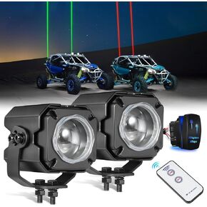Whipless LED Whip Lights, Roador RGBW Whipless Whip Light Kit w/Switch & Remote Multi-Function Pencil Spot LED Pods Lighted Antenna Whips for UTV ATV SXS Side by Side Can am Polaris RZR Jeep Boat