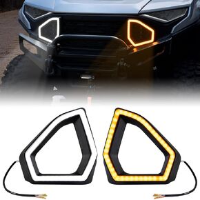 Front Accent Lights for Polaris Ranger XD 1500, LED Front Fascia Accent Signature Light with DRL Turn Signal Auxiliary Spot Light Front Grill Lamp for Polaris Ranger XD 1500 2024 Accessories