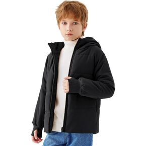 Haloumoning Boys Sherpa Lined Quilted Jacket with Hood Winter Coat with Pockets 5-14 Years