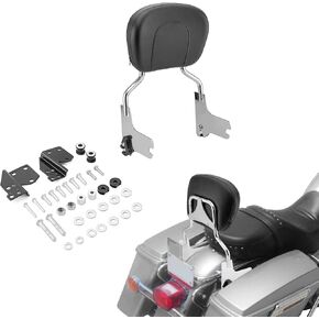 Detachable Sissy Bar Passenger Backrest with 4-Point Docking Hardware Kit Compatible with Harley Touring Electra Glide Road King Street Glide 1997-2008