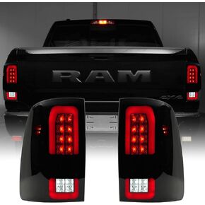 Upgrade LED Tail Light, Smoke Lens, ABS Plastic, Compatible with Dodge RAM 1500 2009-2018, 2500 3500 2010-2018, High-Output LED, IP67 Waterproof, Plug and Play