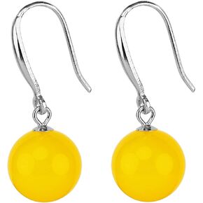 925 Sterling Silver Natural Agate Bead Dangle Earrings 18k Gold Plated Ear Hook
