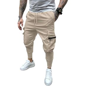 EDITCOZY Men's Cargo Pants Hiking Pants Slim Fit Stretch Lightweight Casual Gym Workout Sweatpants with Pockets in Kuwait