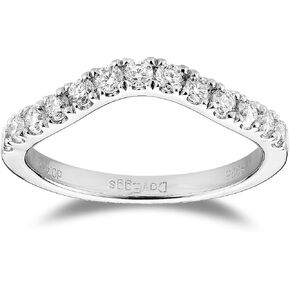 DovEggs 0.46CTW GHI 2mm Moissanite Lab Created Diamond Half Eternity Curved Wedding Band 14k Gold QUALITY Sterling Silver Wedding Engagement Rings for Women