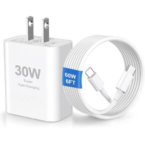for iPhone USB C Fast Charger, 60W USB C Cable with PD USB C Charger Block, USB C to USB C Cable 6ft Compatible with iPhone 15 Plus/Pro max/Samsung/Andorid Phone Charger