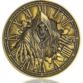 Memento Mori Challenge Coin - Grim Reaper and Hourglass with Carpe Diem Inscription