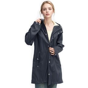 Rain Jacket Womens Waterproof with Hood, White Lightweight Rain Jackets Women Outdoor Hooded Raincoat Windbreaker S
