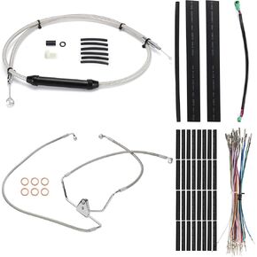 كابلات مقود التجول بطول 12 بوصة من الفينيل وخط فرامل ممتد وكابل القابض وCAN-Bus وTBW لـ 2008-2013 Harley Road King/Electra Glide/Street Glide/Road Glide غير ABS، فضي in Kuwait