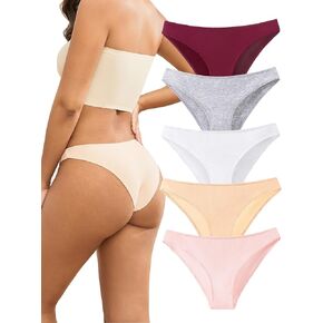 Buankoxy Cotton Bikini Underwear High Cut No Show Cheeky Panties for Women Ladies Hipster