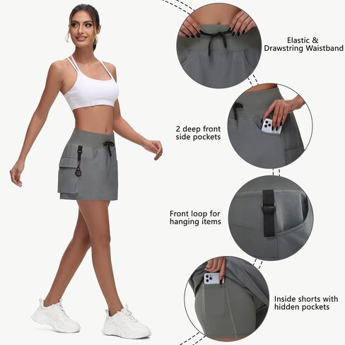Women's Mini Hiking Cargo Skorts - High Waisted Dressy Casual Golf Workout Sport Skirts with Pockets Quick Dry UPF50+ in Saudi Arabia