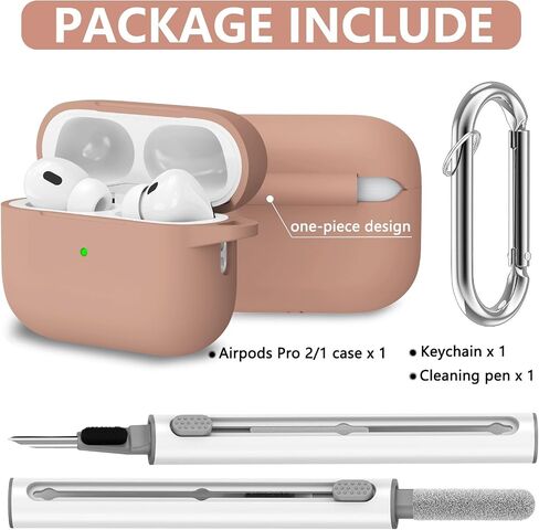 for AirPods Pro Case Cover with Cleaner Kit,Soft Silicone Protective Case for Apple AirPod Pro 2nd/1st Generation Case for Women Men,AirPods Pro 2/Pro Case Accessories with Keychain-Black in Kuwait