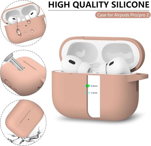 for AirPods Pro Case Cover with Cleaner Kit,Soft Silicone Protective Case for Apple AirPod Pro 2nd/1st Generation Case for Women Men,AirPods Pro 2/Pro Case Accessories with Keychain-Black in Kuwait
