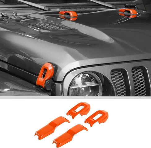 JWWY Hood Latches Decor Hood Hinge Cover Trim Fit for 2018-2024+ Jeep Wrangler JL JLU Sports Sahara Freedom Rubicon Unlimited Gladiator JT Exterior Accessories 4pcs Orange in Kuwait