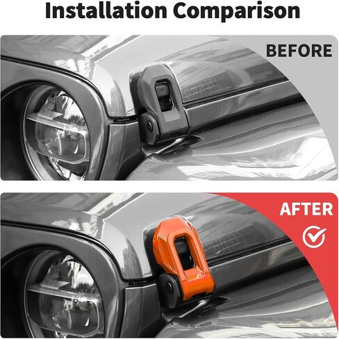 JWWY Hood Latches Decor Hood Hinge Cover Trim Fit for 2018-2024+ Jeep Wrangler JL JLU Sports Sahara Freedom Rubicon Unlimited Gladiator JT Exterior Accessories 4pcs Orange in Kuwait
