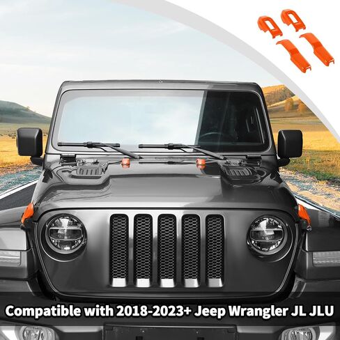 JWWY Hood Latches Decor Hood Hinge Cover Trim Fit for 2018-2024+ Jeep Wrangler JL JLU Sports Sahara Freedom Rubicon Unlimited Gladiator JT Exterior Accessories 4pcs Orange in Kuwait
