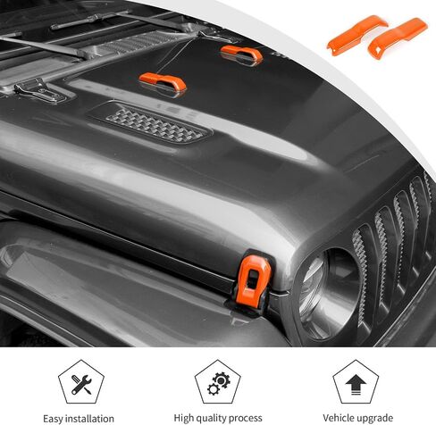 JWWY Hood Latches Decor Hood Hinge Cover Trim Fit for 2018-2024+ Jeep Wrangler JL JLU Sports Sahara Freedom Rubicon Unlimited Gladiator JT Exterior Accessories 4pcs Orange in Kuwait