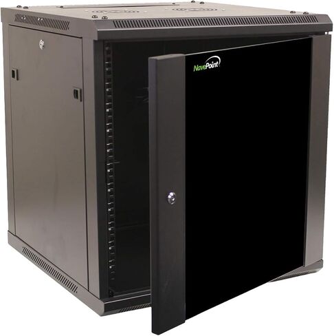 NavePoint 15U Server Cabinet Wall Mount Rack Enclosure with Caster Wheels, Includes 2 Fans, Locking Glass Door, Removable Side Panels – 15U Network Cabinet 17.7" Deep, 19"Server Rack for IT Equipment in Kuwait