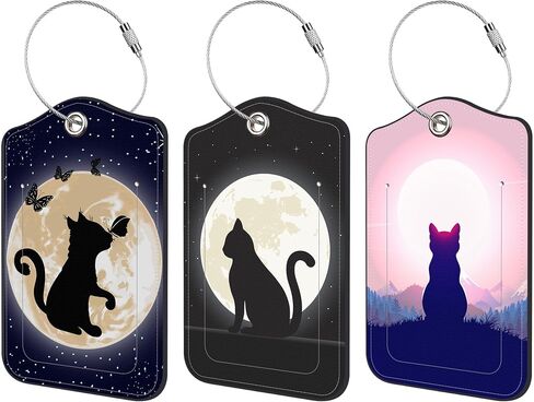 3 Pack Luggage Tag for Suitcase Mountain Lake Scenery Leather Travel Cruise Luggage Tag with Stainless Steel Loop Name ID Label Privacy Cover for Adults Teens Travel Bag Labels Set in Saudi Arabia