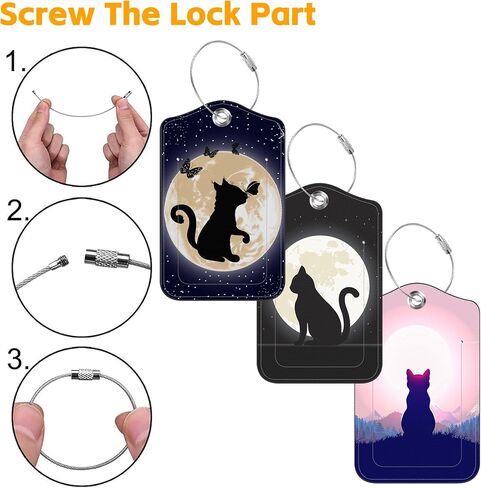 3 Pack Luggage Tag for Suitcase Mountain Lake Scenery Leather Travel Cruise Luggage Tag with Stainless Steel Loop Name ID Label Privacy Cover for Adults Teens Travel Bag Labels Set in Saudi Arabia