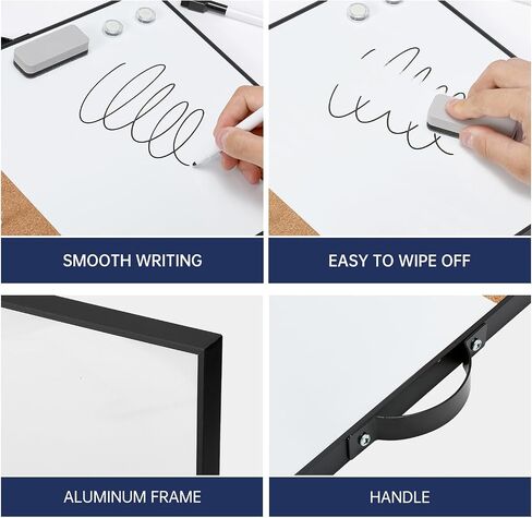 TSJ OFFICE Small White Board - 16" X 12" Portable Black Aluminum Framed Whiteboard, Magnetic Dry Erase Board with a Handle, to Do List Notepad for Office, Home, School in Kuwait