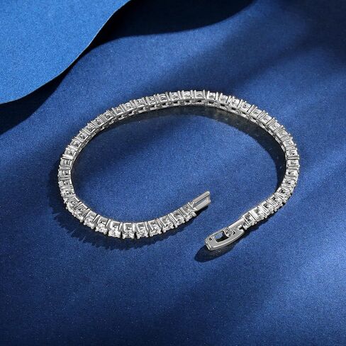 Gemsme 4 Prong Tennis Bracelet, 18K White/Yellow Gold Plated 3mm Round Cubic Zirconia Bracelet for Women Size 6-8.5 Inch in Kuwait