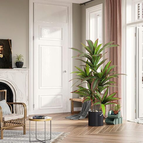 VIAGDO Dracaena Silk Plant Artificial 4ft Faux House Plants with Red Leaf Margin Fake Yucca Palm Trees in Pot Realistic Dragon Tree for Living Room Home Office Decor Indoor Outdoor in Saudi Arabia