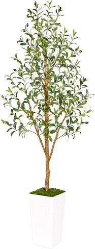 Artificial Olive Trees, Fake Olive Trees for Indoor, Faux Olive Silk Tree, Large Olive Plants with Natural Wood Trunk and Lifelike Fruits (1 Pcs, Black Planter, 5 FT) in Saudi Arabia