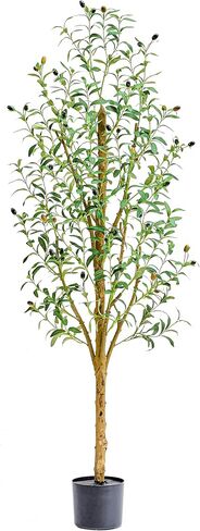 Artificial Olive Trees, Fake Olive Trees for Indoor, Faux Olive Silk Tree, Large Olive Plants with Natural Wood Trunk and Lifelike Fruits (1 Pcs, Black Planter, 5 FT) in Saudi Arabia