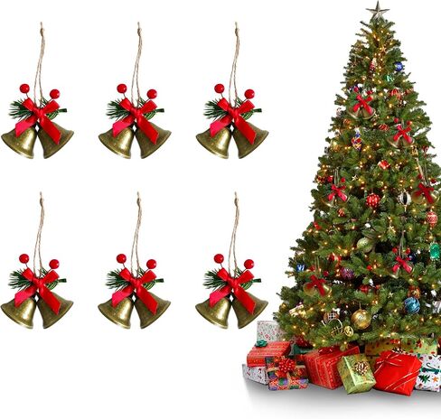 6 Sets Metal Christmas Bells Gold Decor,Tree Hanging Ornament Jingle Bells Decorations for Christmas Holiday in Saudi Arabia
