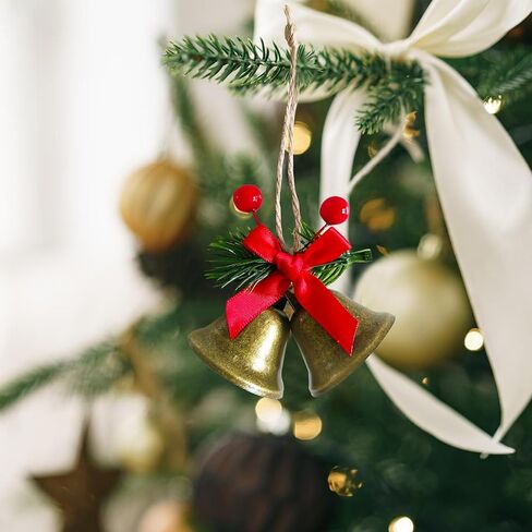 6 Sets Metal Christmas Bells Gold Decor,Tree Hanging Ornament Jingle Bells Decorations for Christmas Holiday in Saudi Arabia