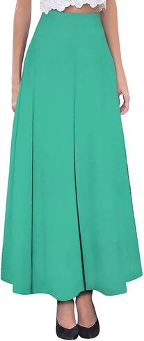 Hybrid & Company Women's Stretch Lightweight Flowy Maxi Skirt – Casual Fold Over Waist, Made in USA in Saudi Arabia