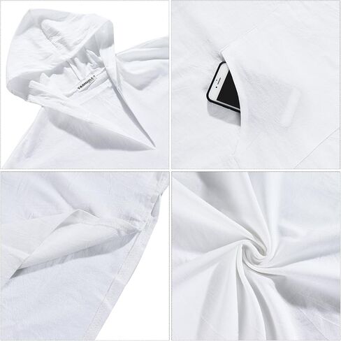 YAOHUOLE Men's Long Sleeve Kaftan Side Split Long Gown Thobe Hooded Men Caftan in Kuwait