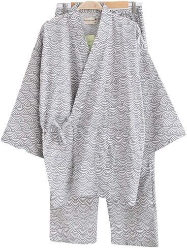 Women Men Pyjamas Set Couple Bathrobe Kimono Robe Suit Yukata Dressing Gown Loose Comfy Cotton Sleepwear Nightdress Bath Robe Wrap Spa Swim Cover Lounge Wear With Pocket Waist Belt in Saudi Arabia