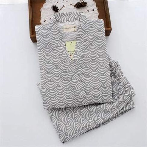 Women Men Pyjamas Set Couple Bathrobe Kimono Robe Suit Yukata Dressing Gown Loose Comfy Cotton Sleepwear Nightdress Bath Robe Wrap Spa Swim Cover Lounge Wear With Pocket Waist Belt in Saudi Arabia