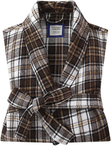 Mens Robe -Soft Microfiber Flannel Bathrobe for Unisex，Scottish Plaid Robe with Shawl Collar Lightweight Robe for Men in Kuwait