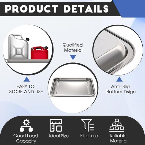 مجموعة واحدة 27.5 * 19.6 بوصة وعاء تنقيط لتصريف الزيت أسفل السيارة مع لوحة مربعة بدون رش، صينية تنقيط الزيت، وعاء تغيير الزيت لنقل السيارات، المرآب، ممر السيارات للحفاظ على نظافة الأرضية in Kuwait