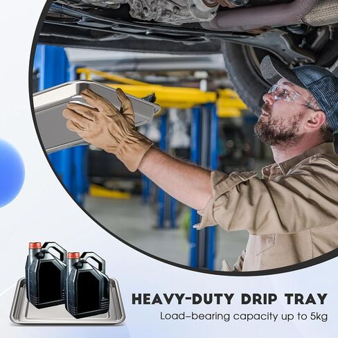 مجموعة واحدة 27.5 * 19.6 بوصة وعاء تنقيط لتصريف الزيت أسفل السيارة مع لوحة مربعة بدون رش، صينية تنقيط الزيت، وعاء تغيير الزيت لنقل السيارات، المرآب، ممر السيارات للحفاظ على نظافة الأرضية in Kuwait