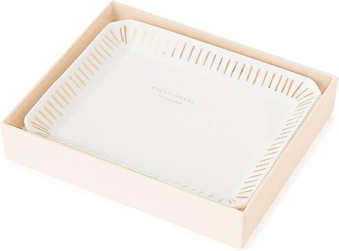 Sugar Paper Trinket Tray, Bordered Heart, 3.75" x 4", White Ceramic Dish With Gold Painted Accents, Ring Dish in Saudi Arabia