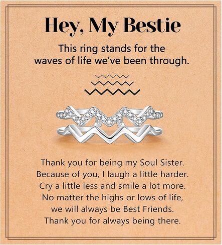 To My Sister Daughter Bestie Highs and Lows Double Wave Adjustable Ring, Birthday Christmas Friendship Valentines Day Gifts for Women in Saudi Arabia