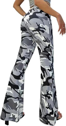 Women's Camouflage High Waisted Skinny Bell Bottom Flared Pants in Kuwait