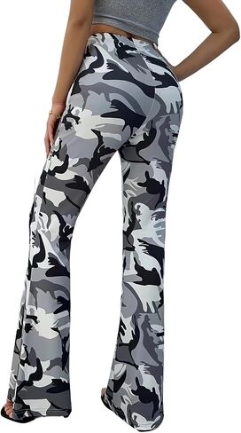Women's Camouflage High Waisted Skinny Bell Bottom Flared Pants in Kuwait